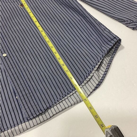 Tommy Hilfiger Navy and White Striped Button-Down Shirt - Picture 10 of 11